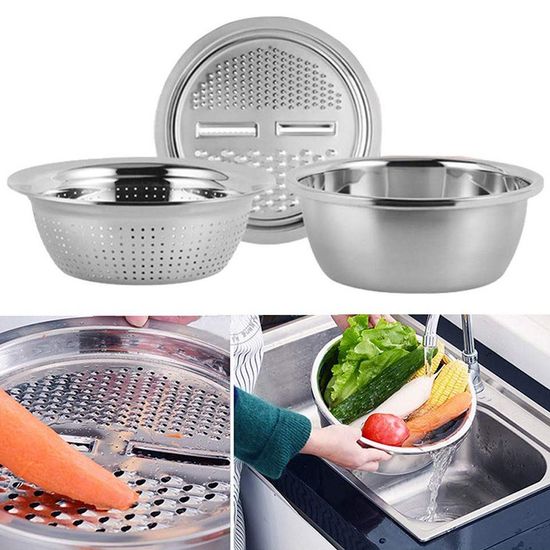 Набор 3 в 1 миска, дуршлаг, крышка с теркой Kamille KM-5125