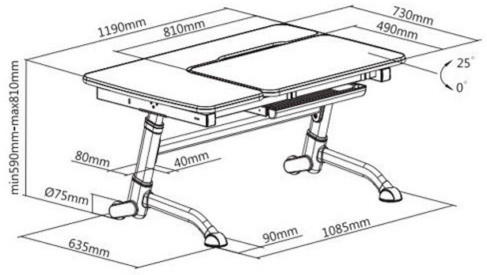 Растущая парта Fundesk Amare (1190×730 мм)