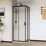 Душевой уголок Сити (City) Vincea VSS-5CT8010CLB, 1000*800, черный, стекло прозрачное