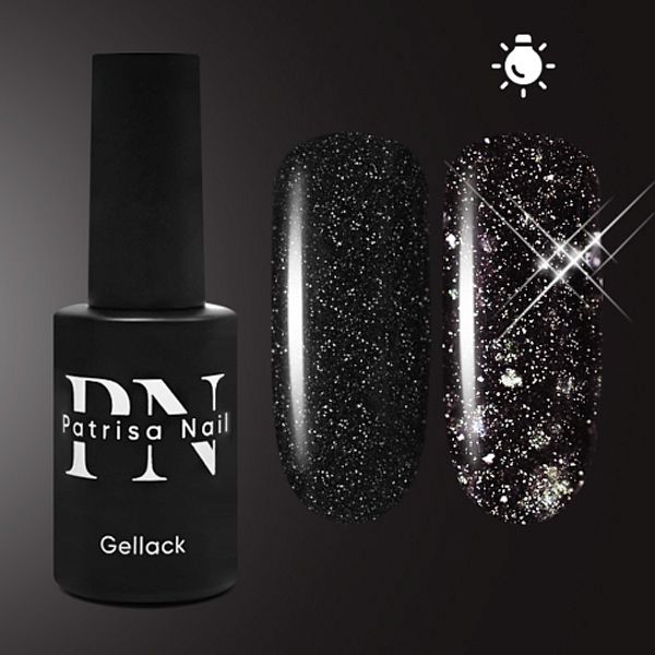 Patrisa Nail, Гель-лак светоотражающий Black Flash черный 8 мл