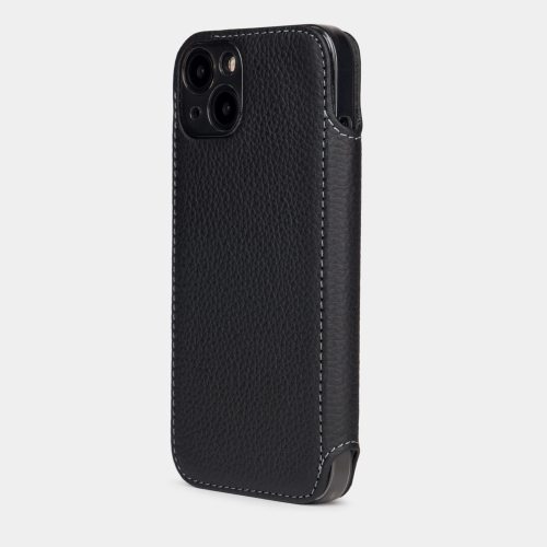 Чехол для iPhone 15 из кожи теленка, цвета черный