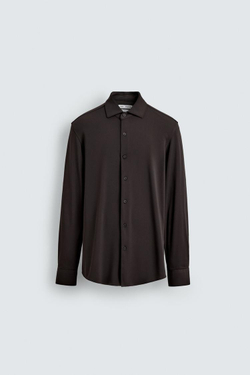 ZARА РУБАШКА ИЗ ЭЛАСТИЧНОЙ РЕЛЬЕФНОЙ ТКАНИ, ШОКОЛАДНЫЙ