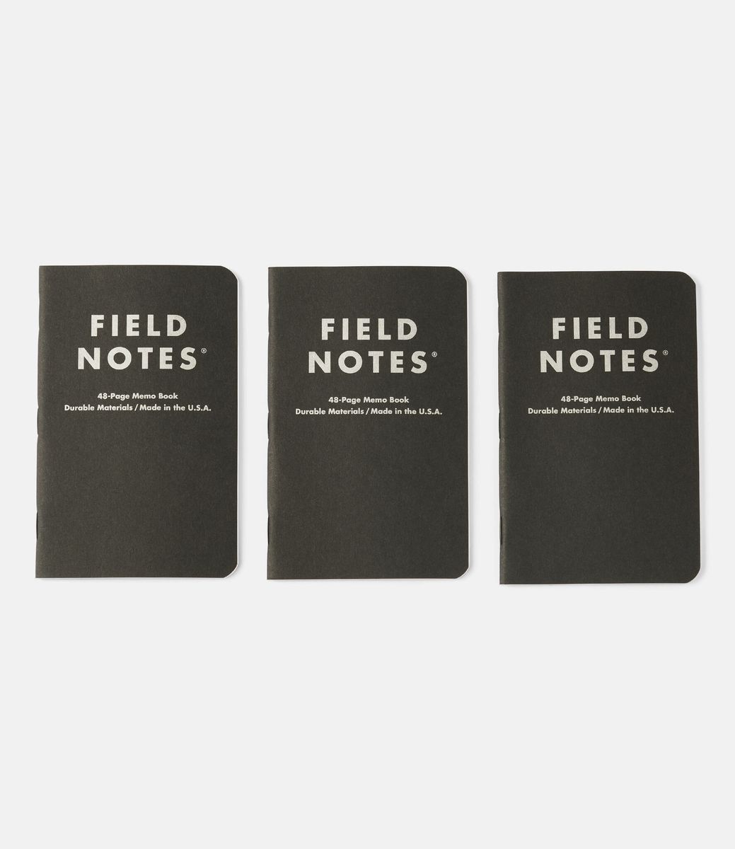 Field Notes Pitch Black Memo Book — набор линованных блокнотов для заметок