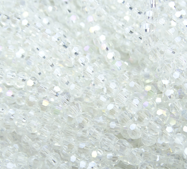 БШ001ДС4 Хрустальные бусины "32 грани", цвет: белый AB прозрачный, размер 4 мм, кол-во: 95-100 шт.