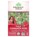 Organic India, Tulsi Tea, роза с корицей, без кофеина, 18 пакетиков для заваривания, 32,4 г (1,14 унции)