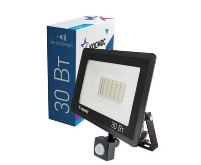 (3 шт.) Прожектор светодиодный КОСМОС прожектор св/д с датчиком движ.30W(2400lm)SMD 6500K 6K 180x143x60 160-260V IP65 K_PR5_LED_30S