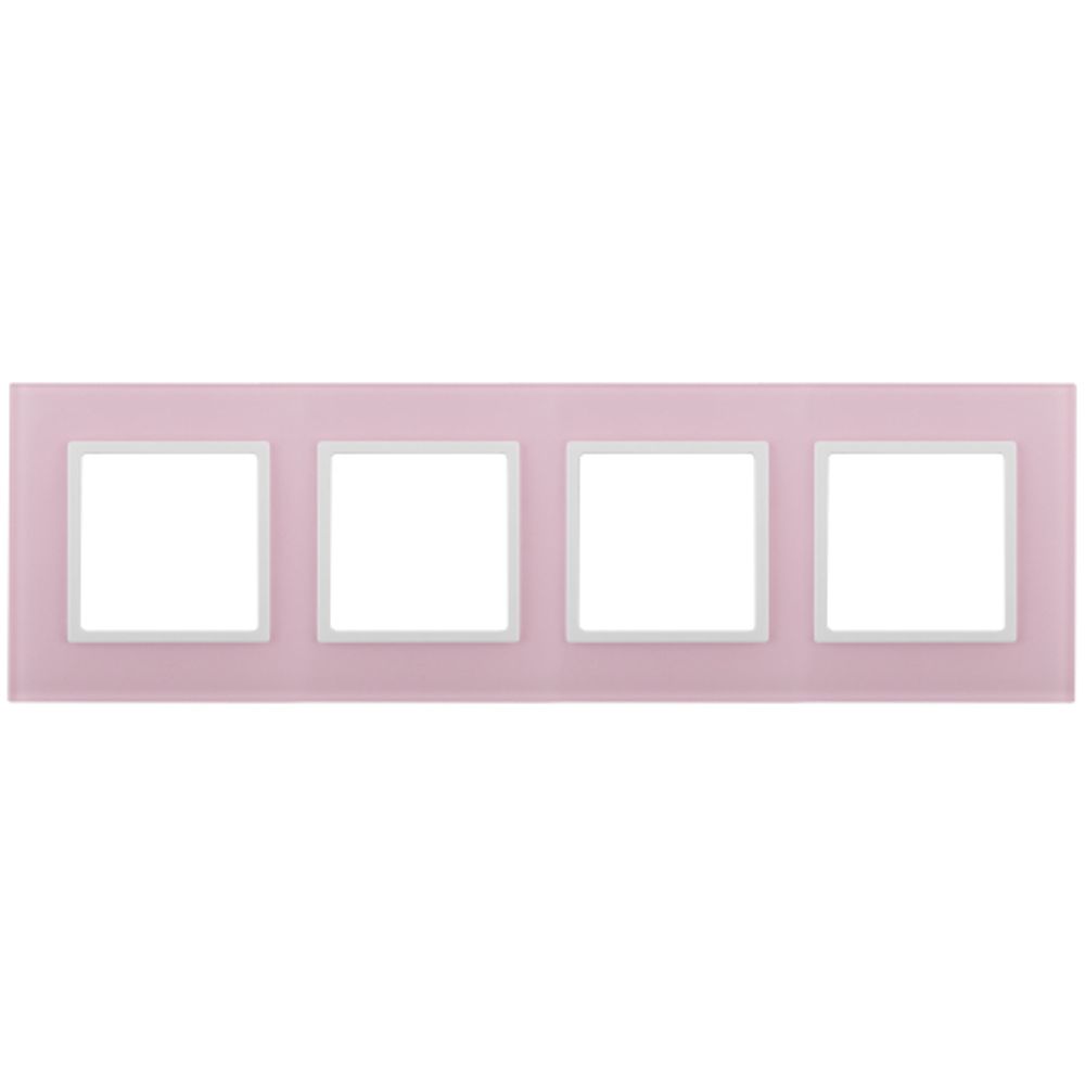 14-5104-30 ЭРА Рамка на 4 поста, стекло, Эра Elegance, розовый+бел