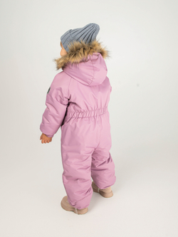 Комбинезон мембранный зимний с капюшоном с меховой опушкой "Пыльная роза"