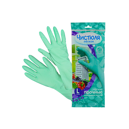 Перчатка латекс L с х/б напылением Чистюля легк/60