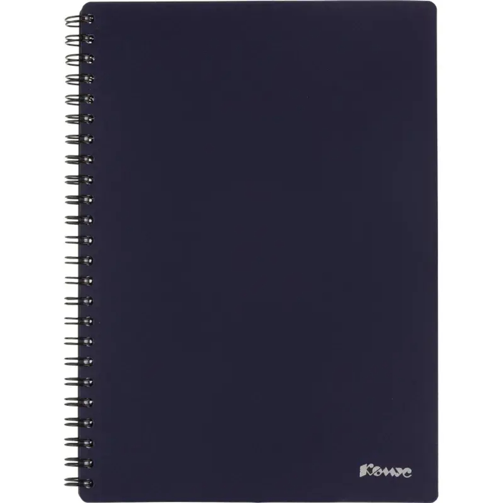 Бизнес-тетрадь Комус А5 100л, кл., обл.пластик, спираль, синяя Classic