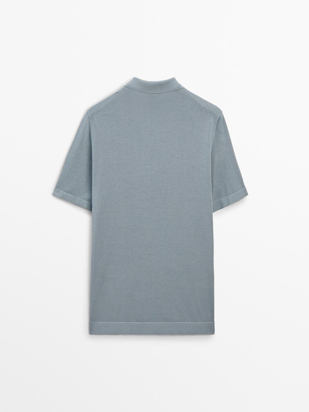 Massimo Dutti Футболка-поло с короткими рукавами, голубой