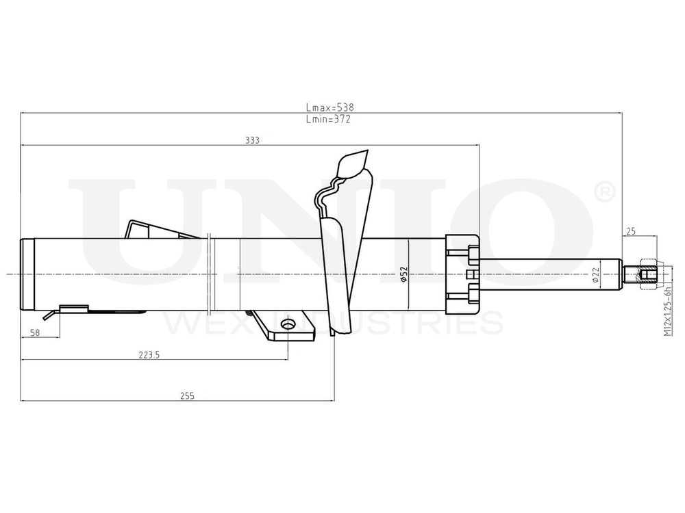 Амортизатор газовый передней подвески левый UNIO SAB-10170