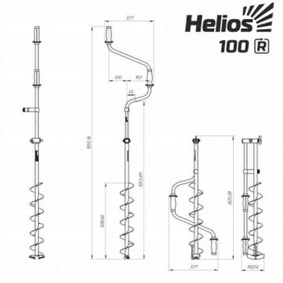 Ледобур HS-100DR правое вращение (LH-100RD) Helios