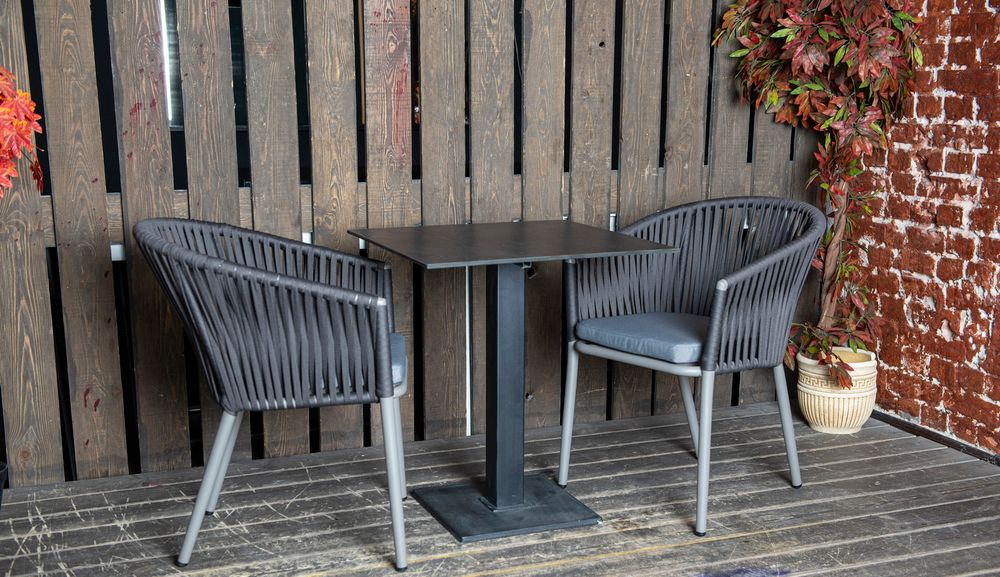 "Каффе" стол из HPL квадратный 64х64см, цвет "серый гранит"