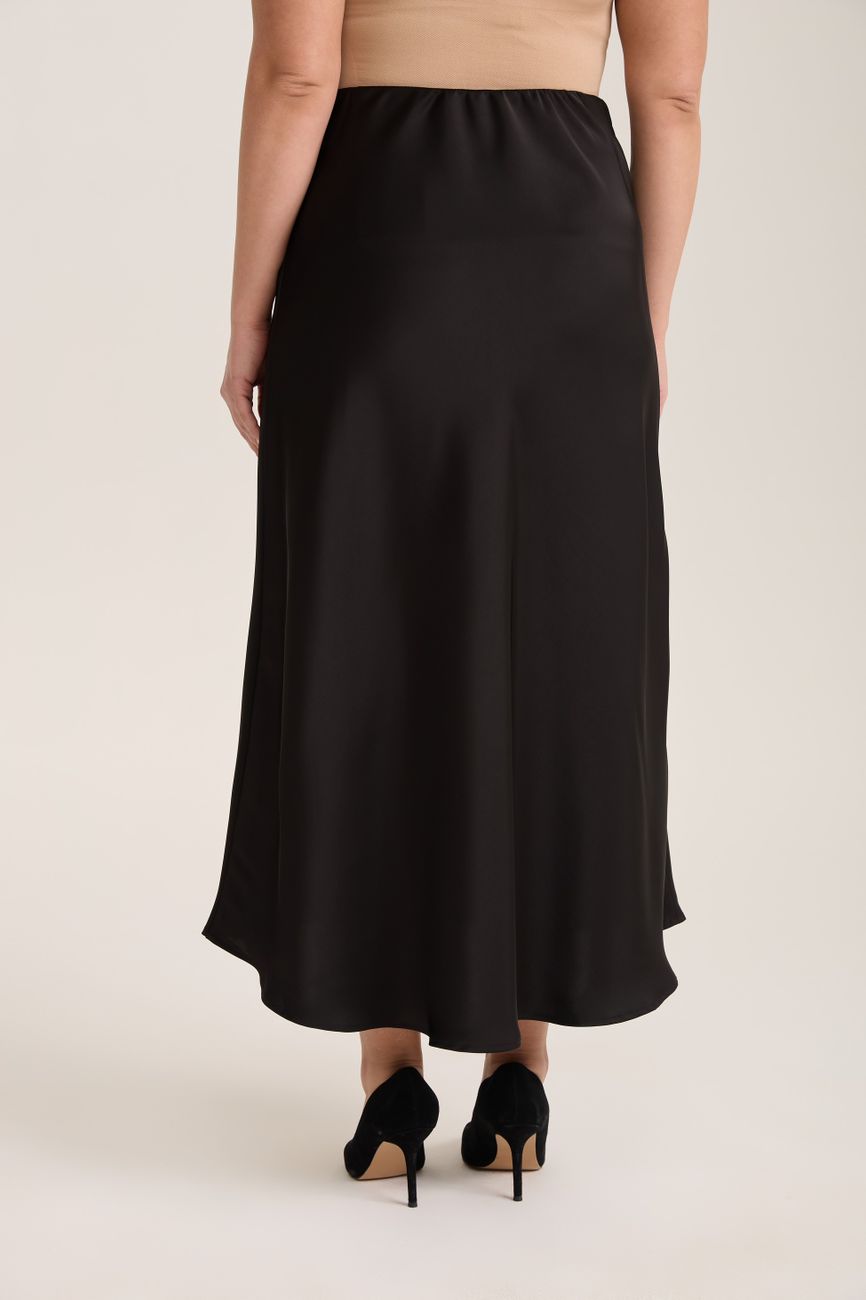 Юбка миди из атласа; черный
