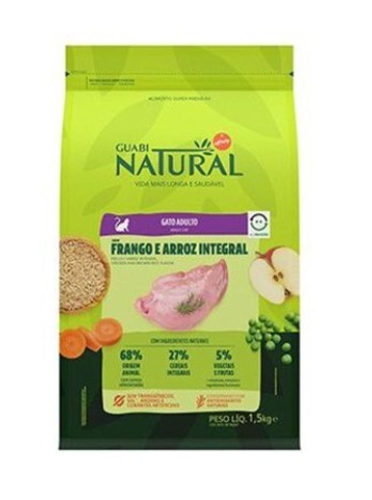 Guabi Natural Cat сухой корм для взрослых кошек цыпленок и коричневый рис 1,5 кг