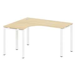 Metal System Стол криволинейный левый на П-образном м/к БП.СА-3 (L) Акация Лорка/Металл Белый 1400*1