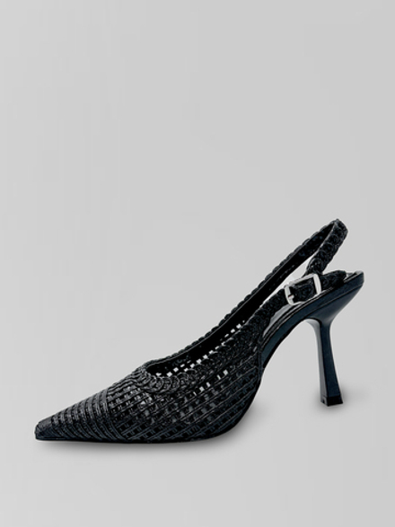 Босоножки Bai Sen К9281-1 однотонные плетеные на шпильке с открытой пяткой