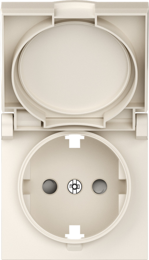 Накладка для розетки Schuko с заземлением, с крышкой, 16A 250 В~, матовый кремовый, серия A07