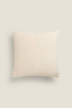 ZARA HOME ХЛОПКОВЫЙ ЧЕХОЛ ДЛЯ ДЕКОРАТИВНОЙ ПОДУШКИ С ВЫШИВКОЙ, СВЕТЛО-БЕЖЕВЫЙ