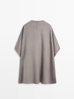 Massimo Dutti Накидка из шерстяной смеси на пуговицах, серый