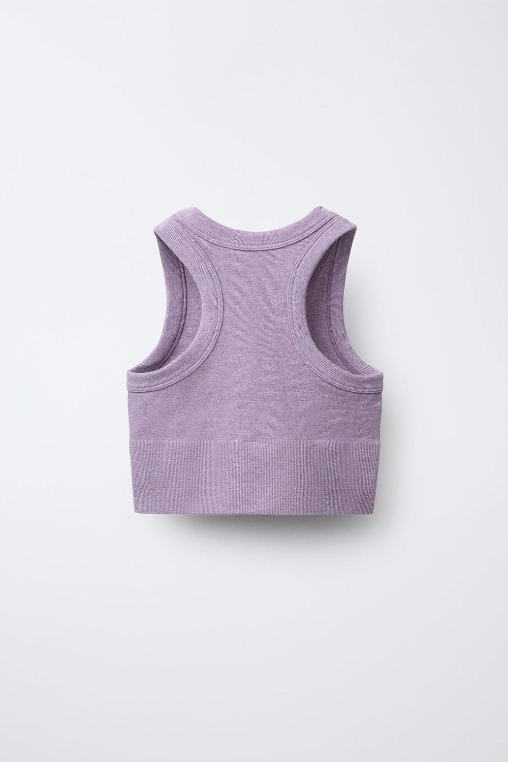 ZARA УКОРОЧЕННЫЙ БЕСШОВНЫЙ ТОП, ЦВЕТ МАЛЬВЫ