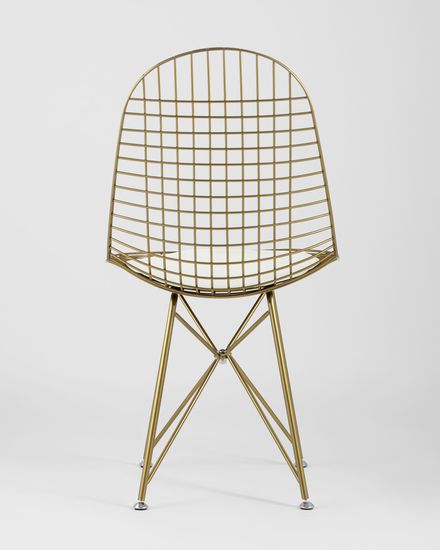 Стул обеденный Eiffel золотой с белой подушкой