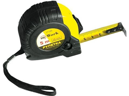 17195 Рулетка 5 м х 18 мм, пласт. обрезинен. корпус