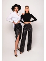 Кожаные брюки палаццо