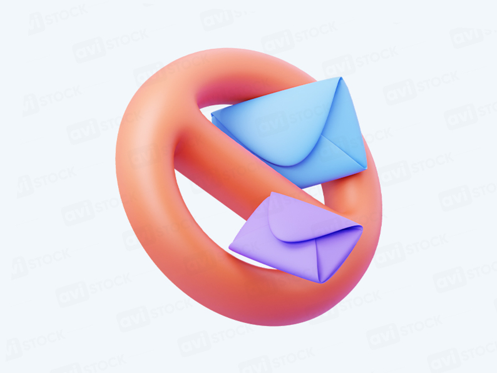 3D иконка запрет писем, антиспам, блокировка email