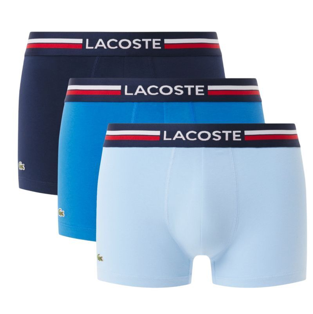 Мужские спортивные боксеры Lacoste Stretch Cotton Trunks 3P - небесный