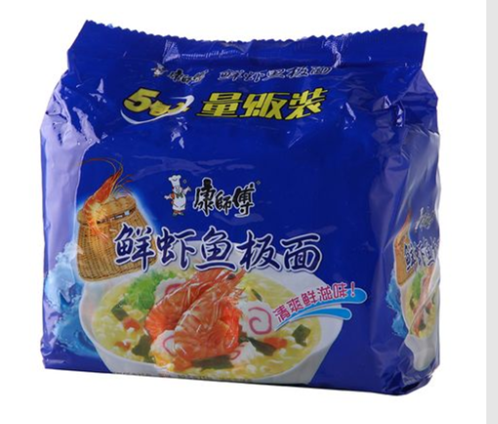 Лапша со вкусом креветок и рыбы Kangshifu 5 пакетов  5*98г