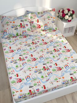 Простынь на резинке Сказка "Лондон беж" 120х200 см, перкаль