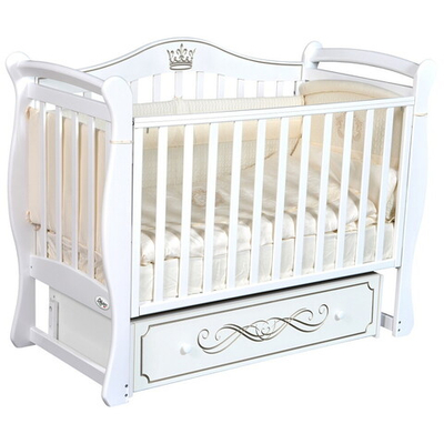 Детская кроватка Oliver Daniella с универсальным маятником и ящиком Белый