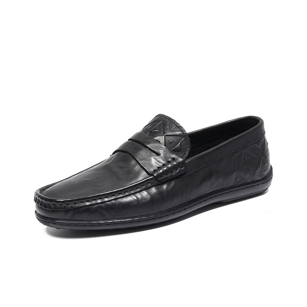 Bansley Top Grain Cow Leather Gommino Loafers Men"s Black