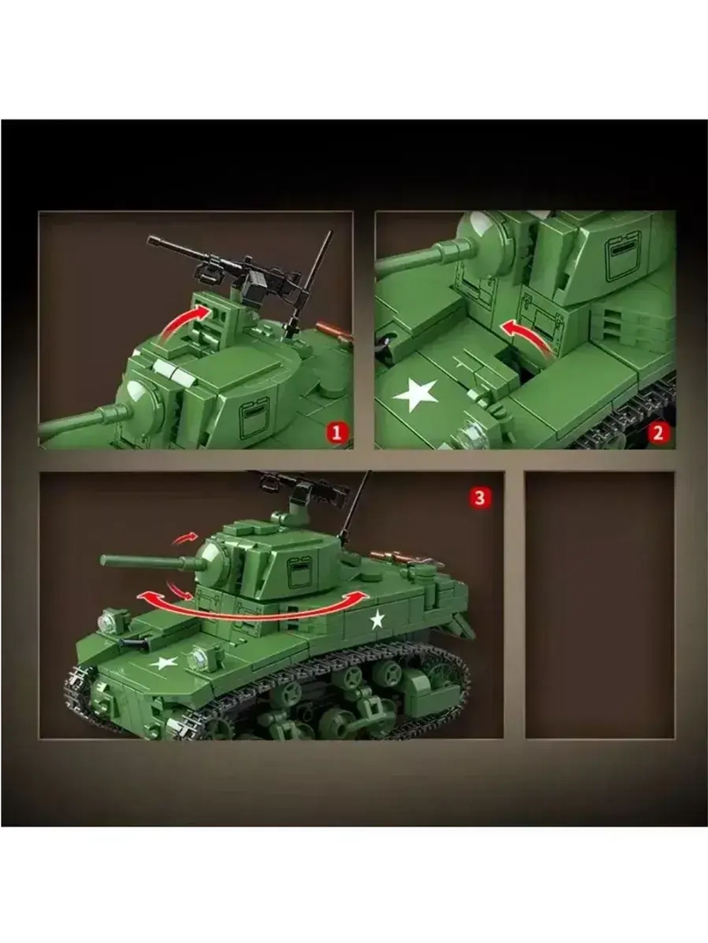 Конструктор Американский легкий танк Стюарт 601 деталь