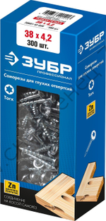 ЗУБР 38 х 4.2 мм, редкая резьба, саморез для глухих отверстий, цинк, 300 шт (30081-42-038)