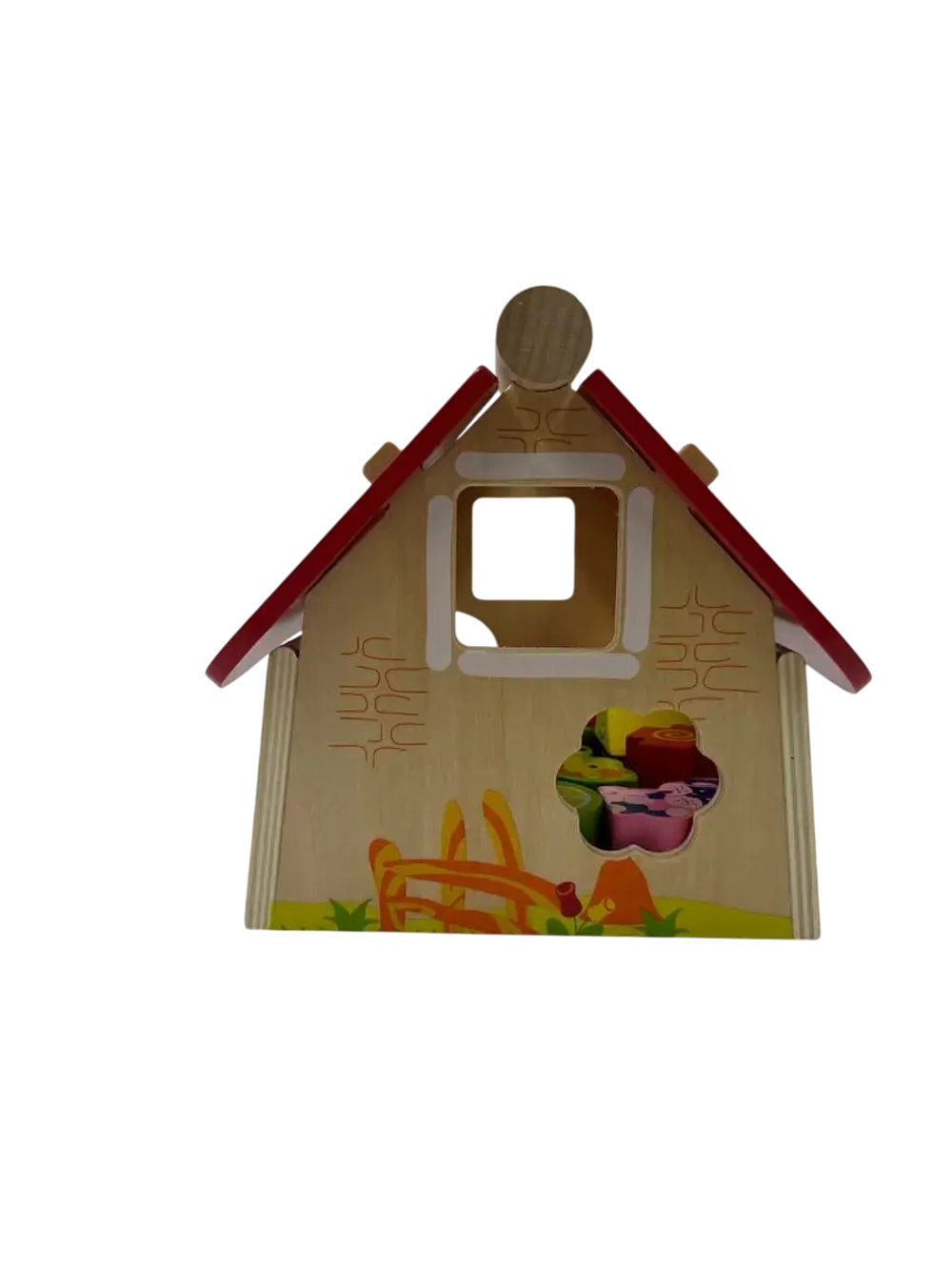 Сортер в форме деревянного домика со съемной крышей