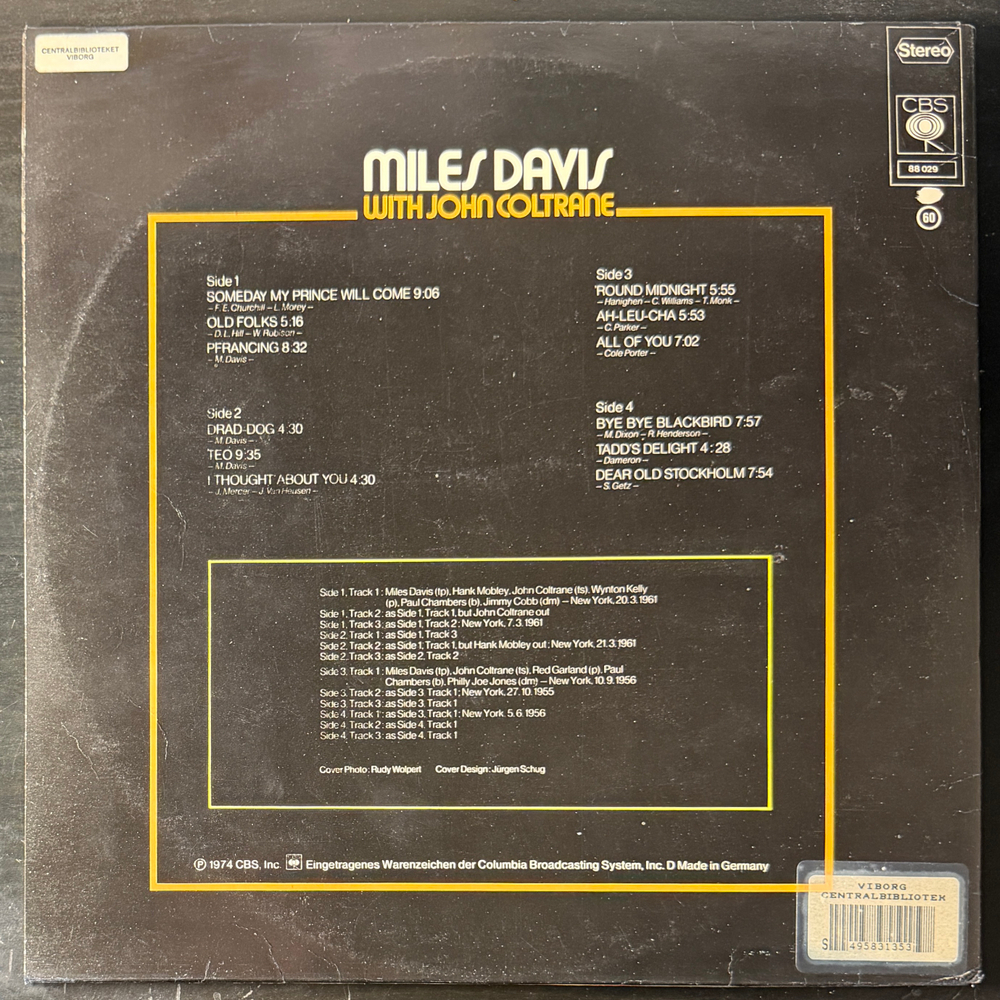 Miles Davis With John Coltrane ‎– Miles Davis With John Coltrane 2LP (Голландия)