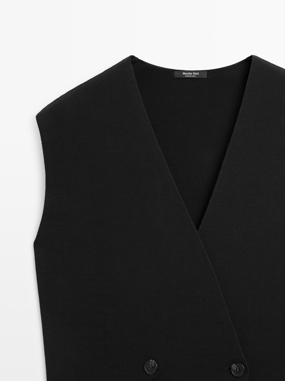 Massimo Dutti Длинный жилет внахлест, черный