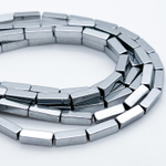 Гематит (имитация), цвет серебристый, размер около 9*2,7 мм, цена за 22 шт (1/2 нити)