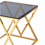 Столик журнальный LA ALTA LIVIA тонированное стекло 55*55*55, каркас золото
