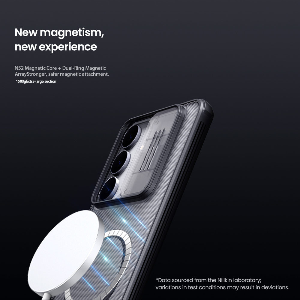 Чехол с встроенным магнитом от Nillkin для Samsung Galaxy S25 FE, серия CamShield Pro Magnetic Case (Clear version) прозрачный тонированный