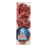 Ел игр Юла мешковина с красным узором 8 см 3 шт, кор прозрач