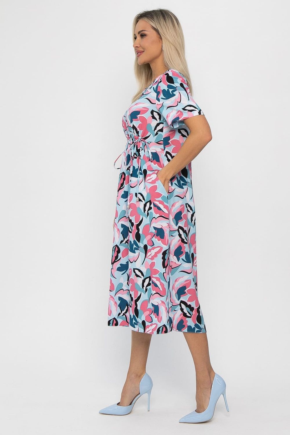 Платье Цветы лета (голубо-розовое) П13784-18М LT Collection (Акция)