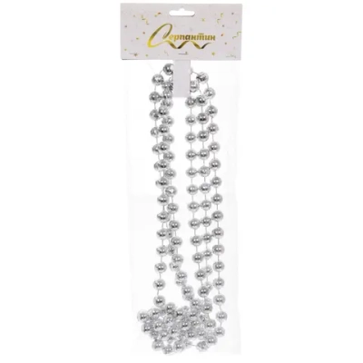 Бусы на ёлку 2,0 м «Шарик крупный» d-12 мм, Серебро