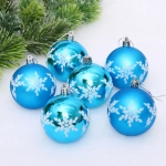 Новогодние шары «Снежный шарм» 6 см (набор 6 шт), Голубой