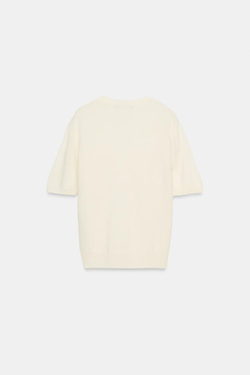 ZARA СВИТЕР ИЗ 100% ШЕРСТИ С КОРОТКИМИ РУКАВАМИ, ЭКРЮ