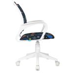 Кресло детское Helmi HL-K95 R (W695) "Airy", спинка сетка/сиденье ткань с рисунком шаттл мультиколор, пиастра, пластик белый