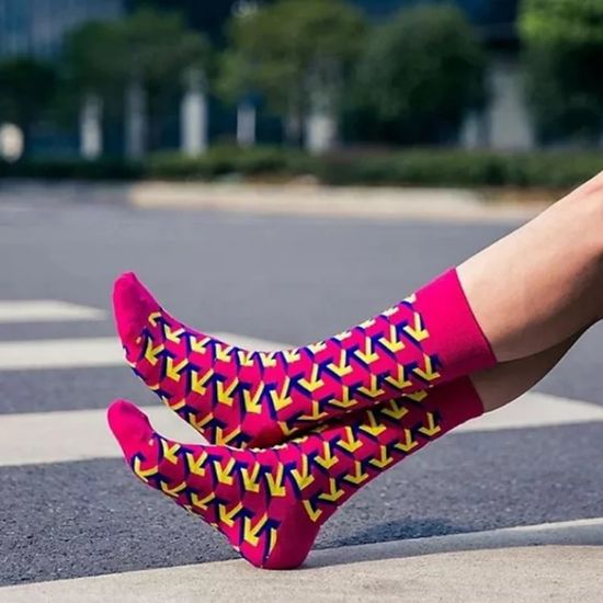 Носки "Оптическая иллюзия", р-р 38-44 (розовый, желтый)